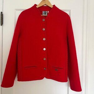 Vintage Munchner Strickmoden Red Wool Buttoned Sweater Jacket | Size M-L